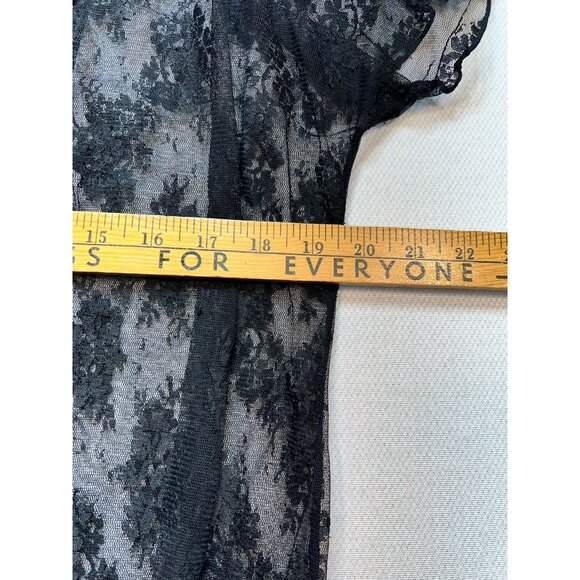 Smart & Sexy Sheer Robe Lingerie Womens L Black Floral Lace Sleepwear Tie Front - Picture 8 of 12